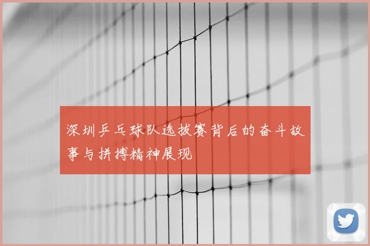 深圳乒乓球队选拔赛背后的奋斗故事与拼搏精神展现
